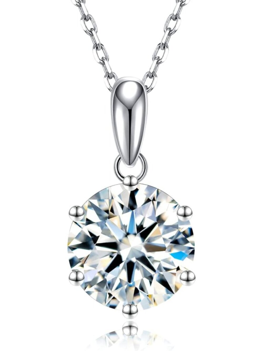 Elegant Moissanite Pendant Necklace for Women, 1-5CT White Gold Plated S925